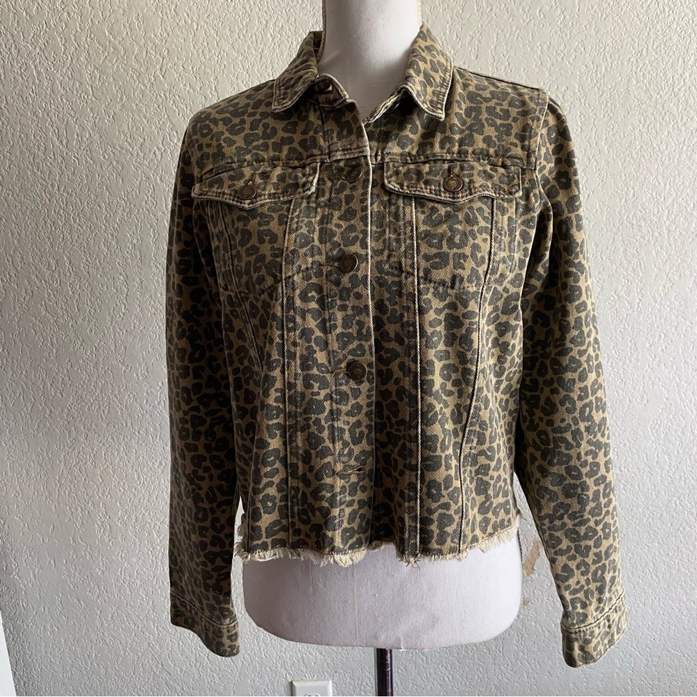 Mud Pie Leopard Print Jean Jacket